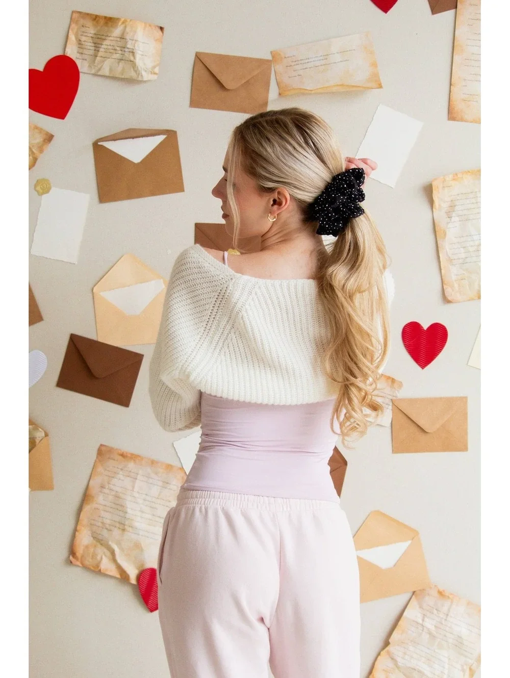 Andi Black & White Polka Dot Jumbo Hair Scrunchie